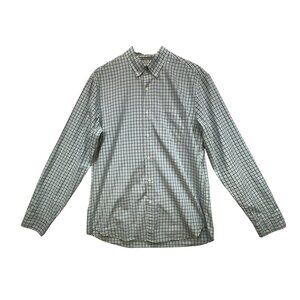 J. Crew Mens Secret Wash Button Down Shirt  Size L Blue Gingham Lightweight
